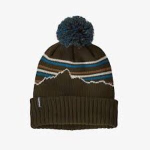 NWOT Patagonia Kids' Powder Town / Mountain Pattern Pom-Pom Beanie